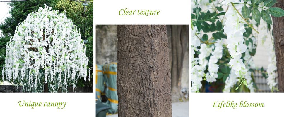 White artificial wisteria tree details White artificial wisteria tree details