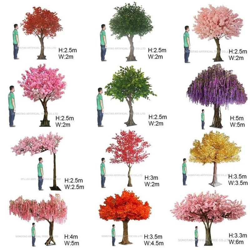 A variety of artificial trees from HAC artificial tree manufacturer A variety of artificial trees from HAC artificial tree manufacturer