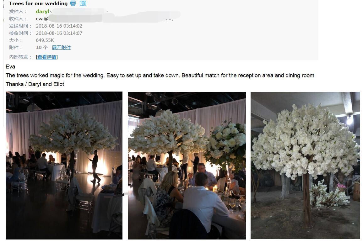 Artificial White cherry blossom trees for wedding venue