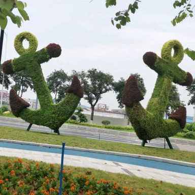 Artificial Geometric Green Animal Landscaping Sculpture