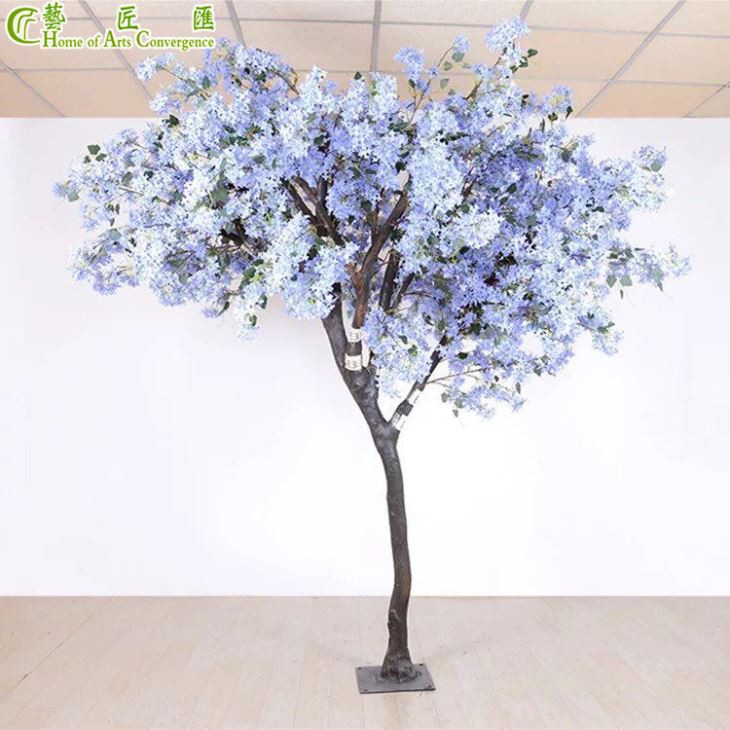 Artificial Blue Cherry Blossom Tree Decor