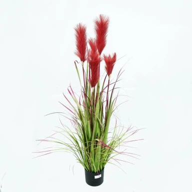 Burgundy Red Artificial Reed Grasses Potted Plant
