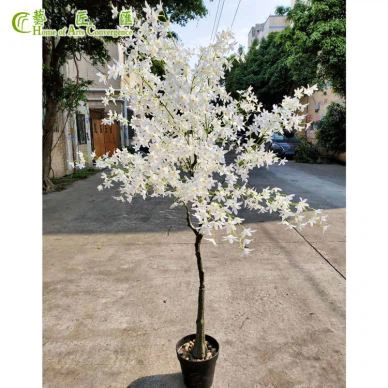 Mini White Artificial Floral Tree Potted Bonsai Plants