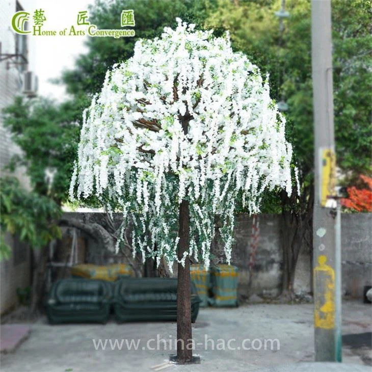 White Wisteria Blossom Fake Trees Indoor Outdoor Decoration