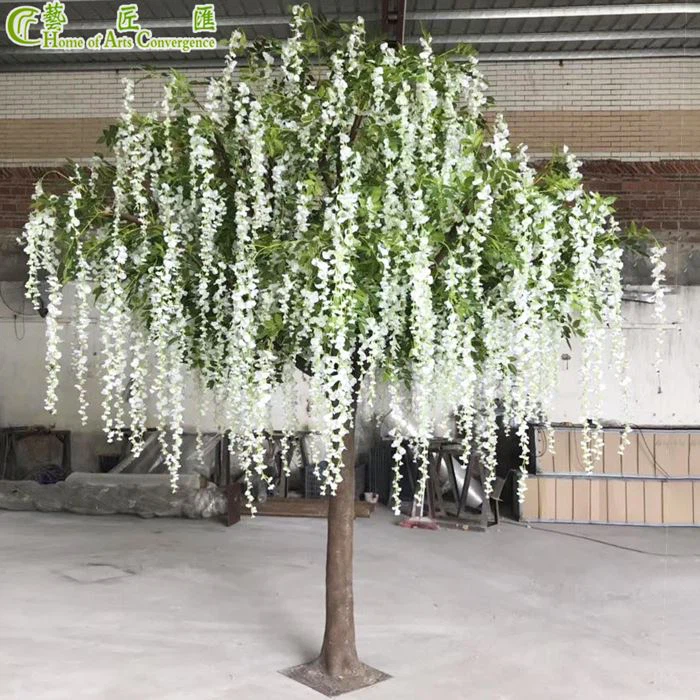 White Wisteria Blossom Fake Trees Indoor Outdoor Decoration